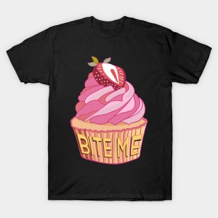 Pink Bite Me Cup Cake T-Shirt